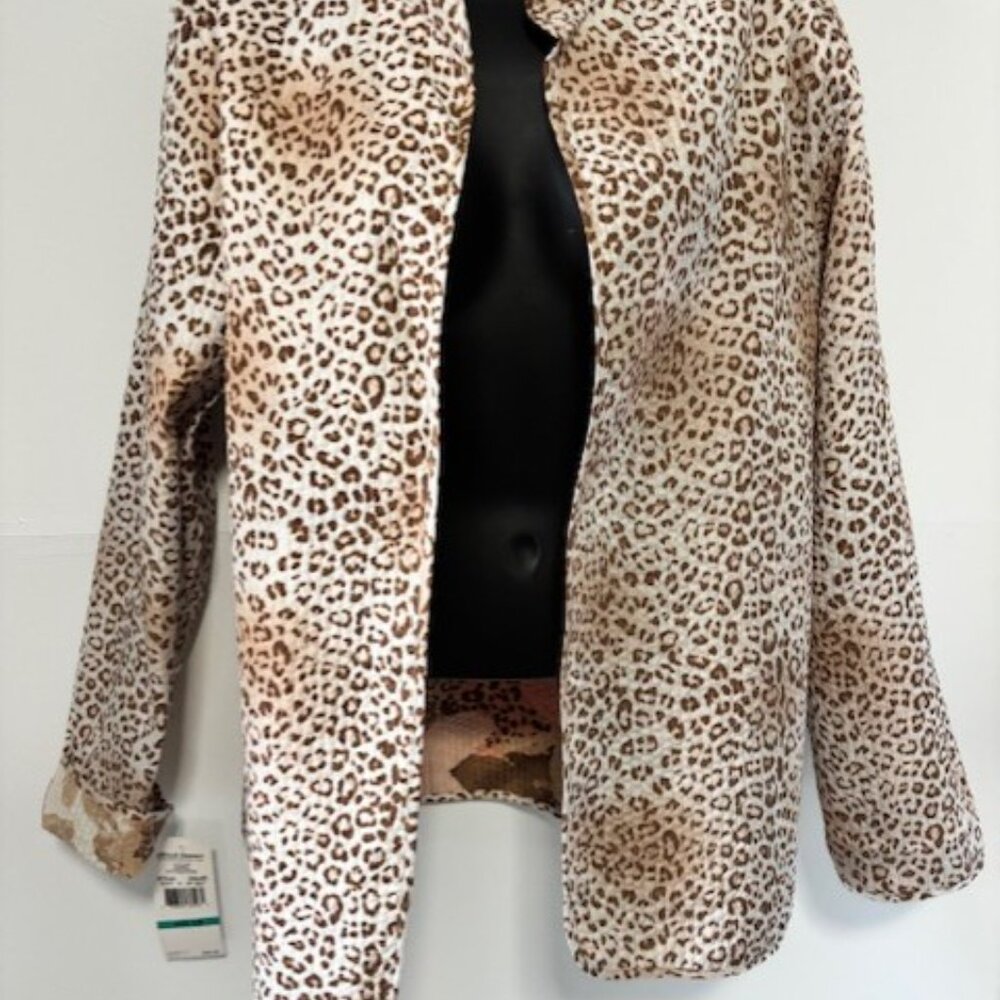 Alfred Dunner Jacket Womens 16 Pink Brown Floral Animal Print Quilted Statement - Picture 5 of 8